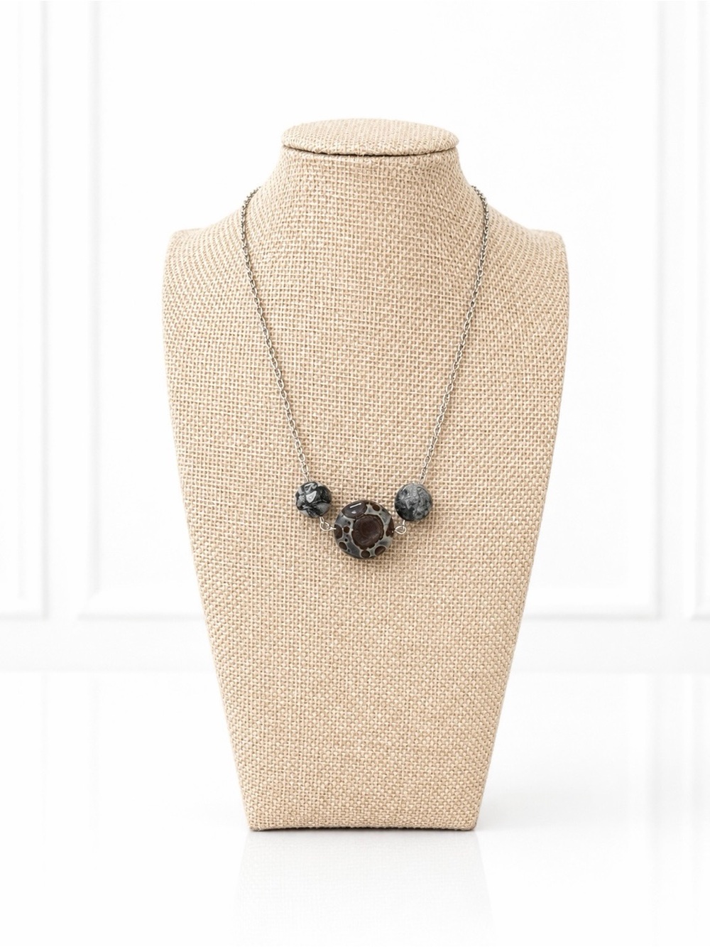 Dark Gray Stone Pendant Necklace - Women Jewelry